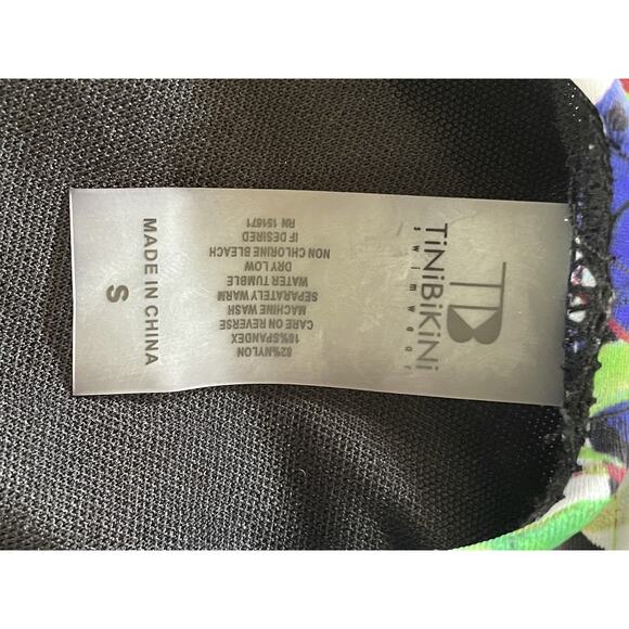 Tinibikini Swim Tropical Floral One Piece Swimsuit Strappy Sides - Picture 9 of 9